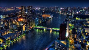 tokyo,akşam,şehir,bina,nehir