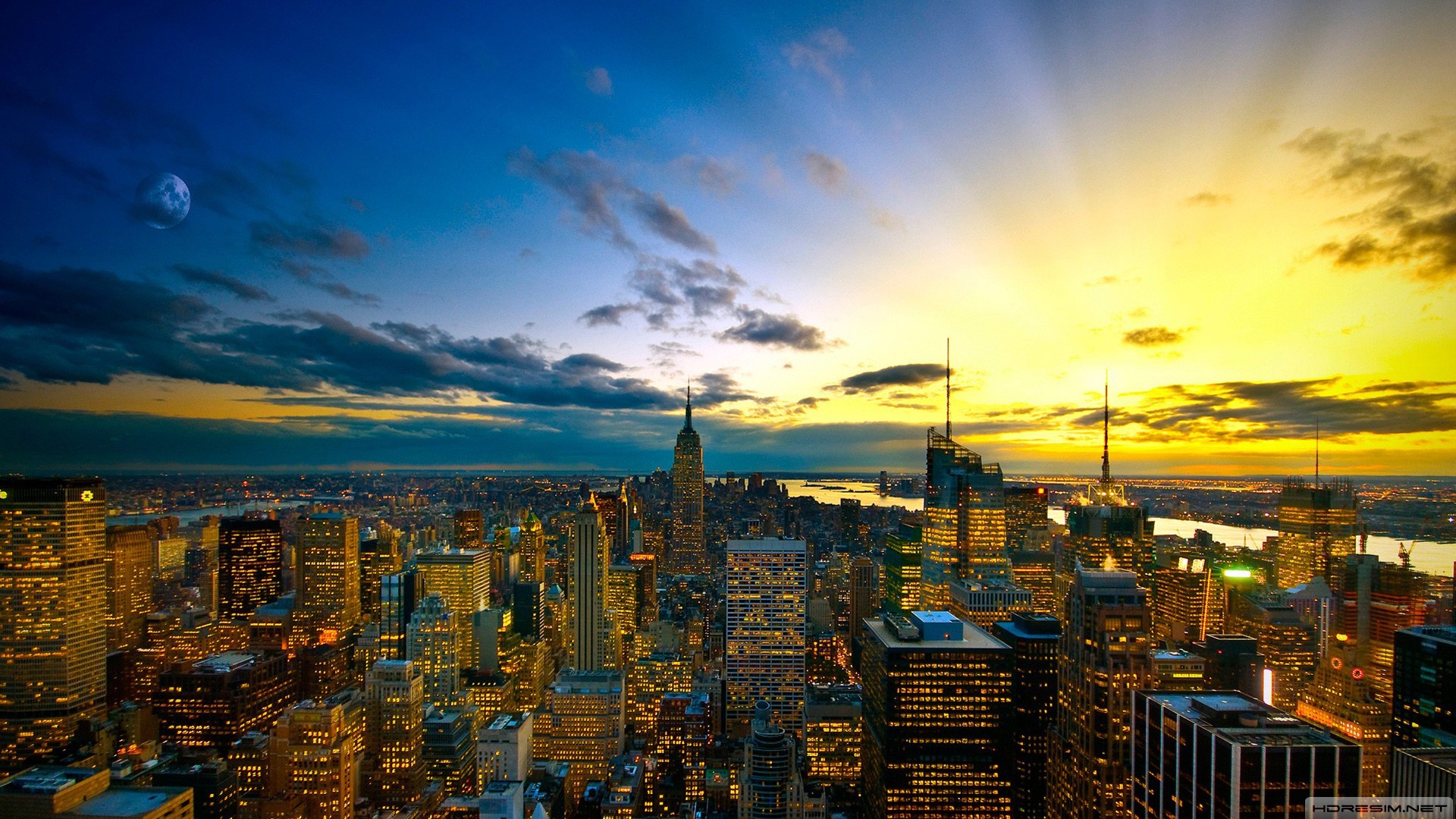 new york,şehir,bina,günbatımı
