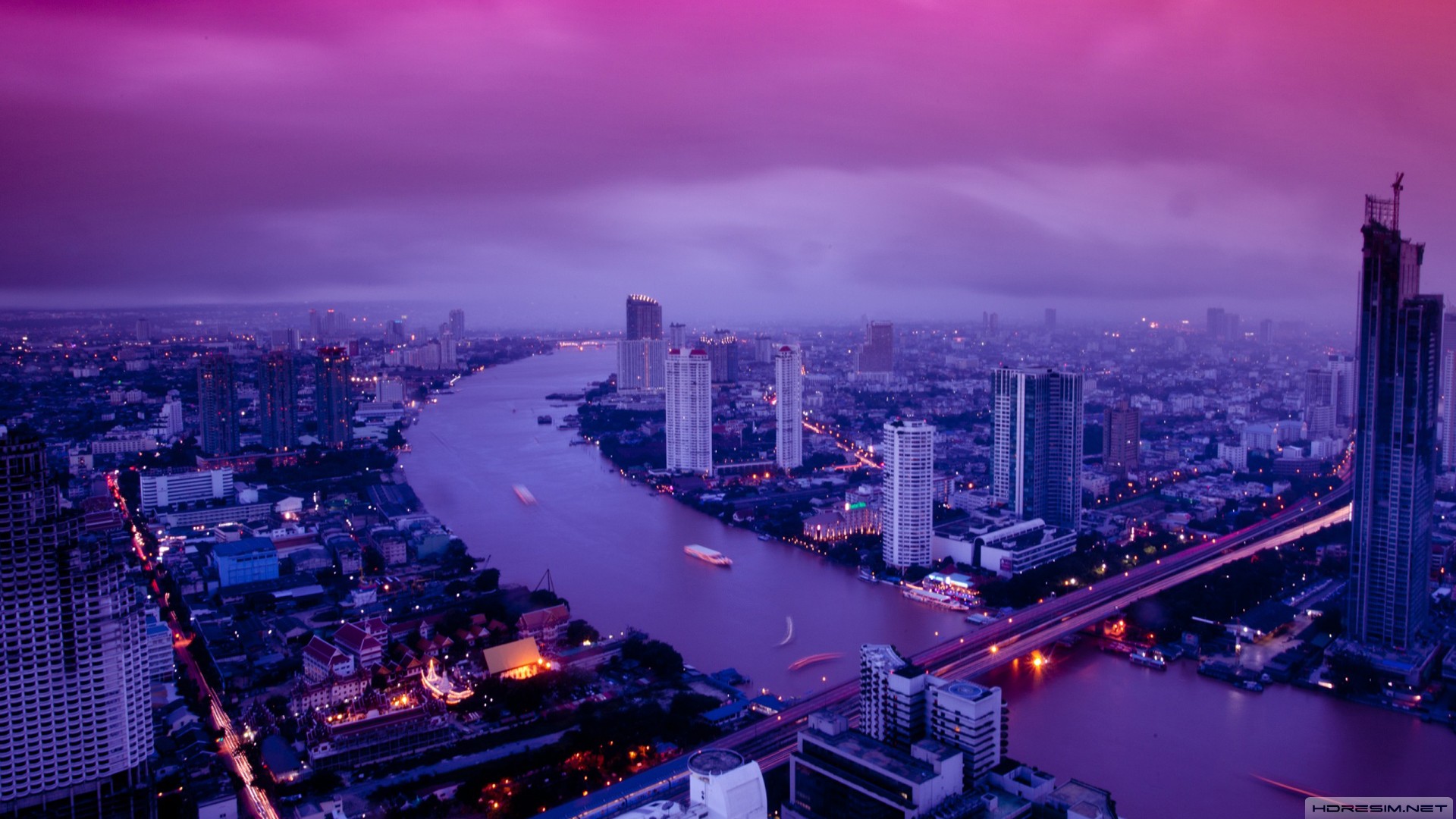bangkok,şehir,tayland,gece,nehir