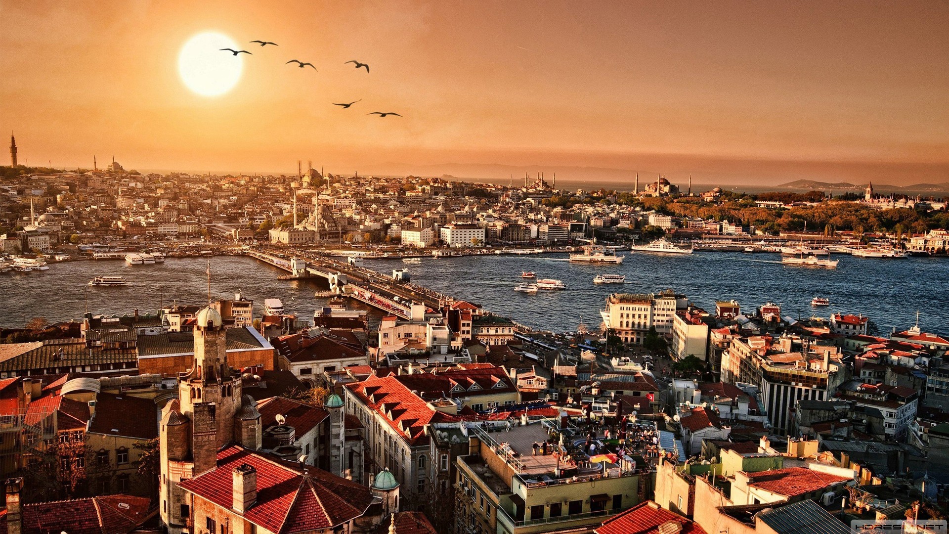 istanbul,şehir,deniz,gökyüzü,güneş