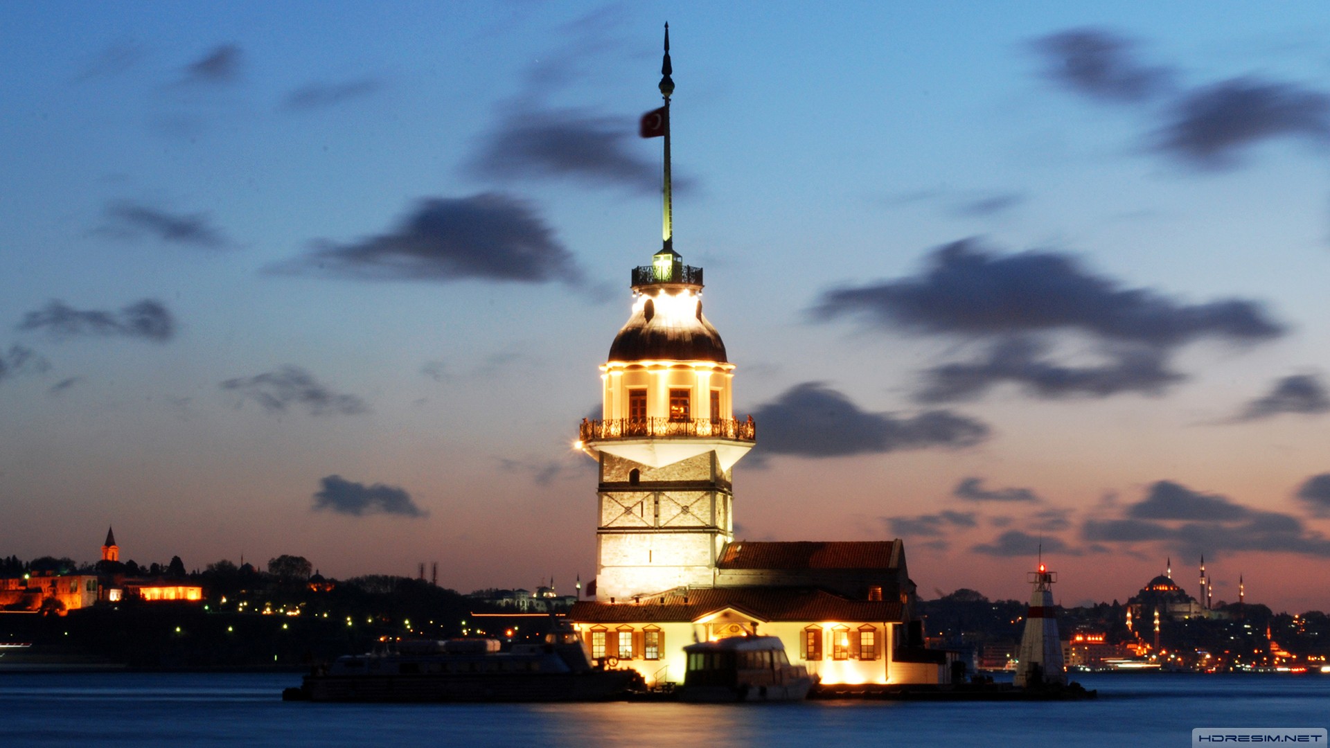 kız kulesi,istanbul,deniz,gece,gökyüzü