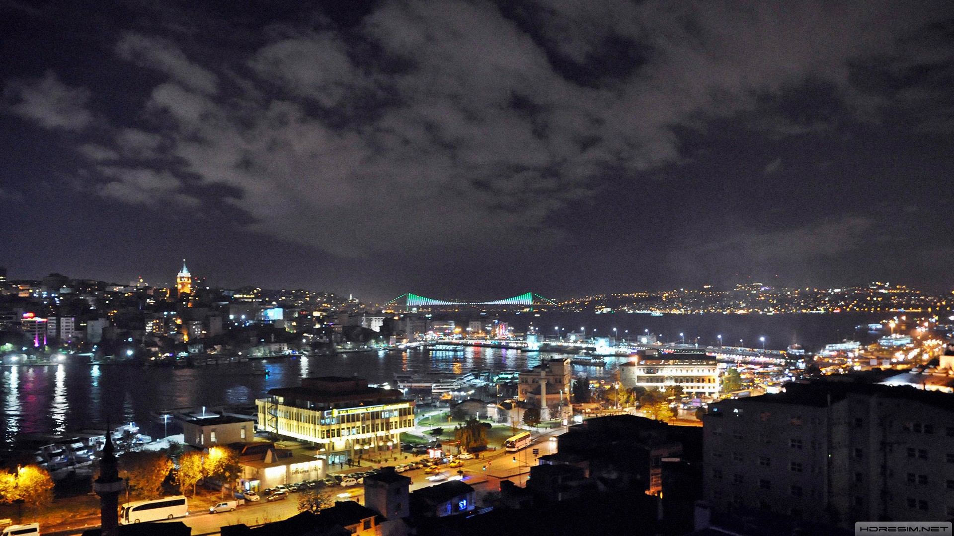 istanbul,gece,haliç,köprü
