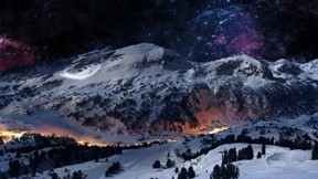 kış,gökyüzü,yıldız,kar,dağ,orman,doğa