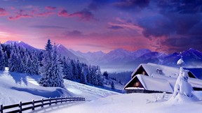 kış,orman,dağ,kar,manzara,ev