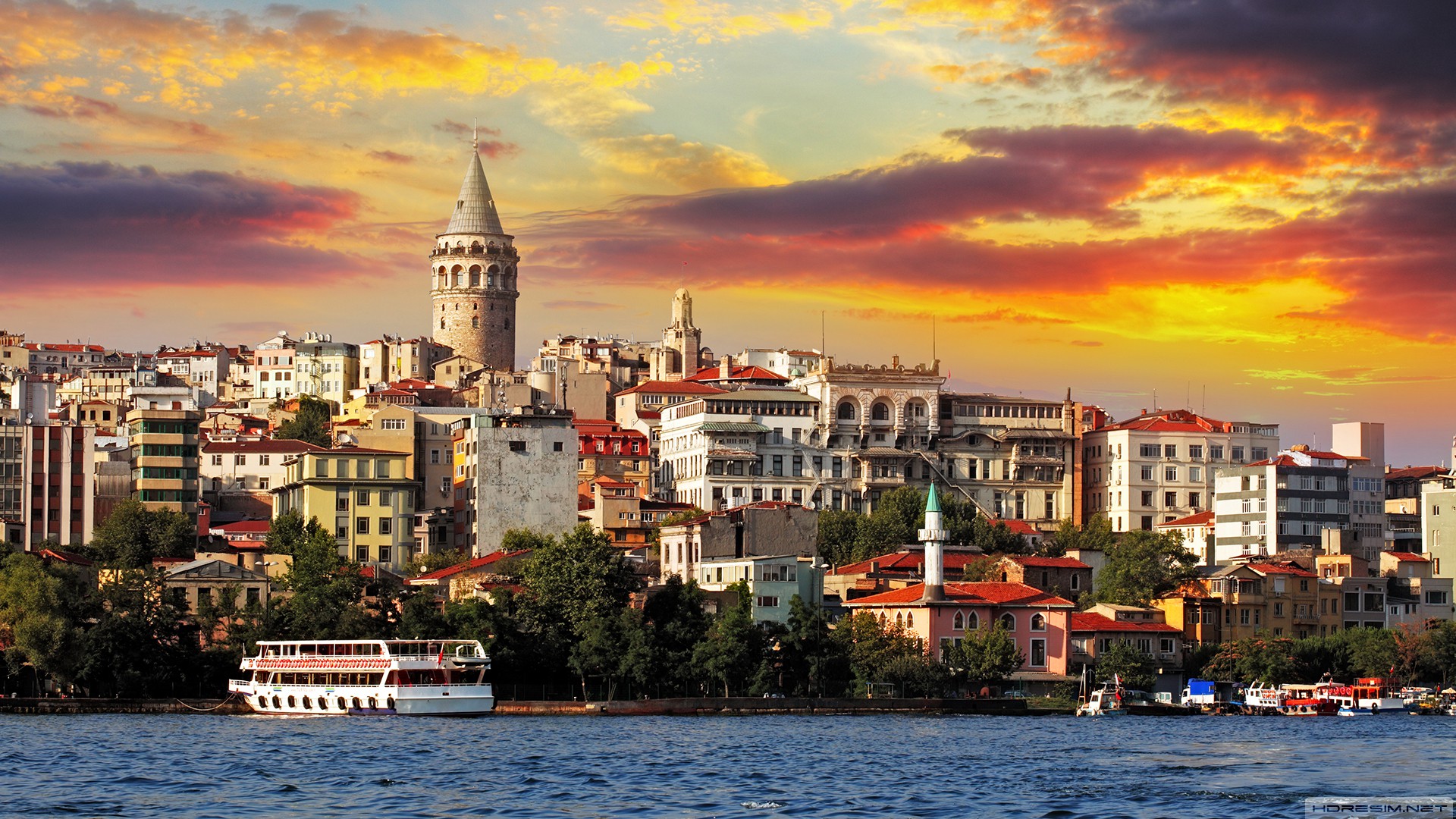 galata kulesi,istanbul,türkiye,şehir,günbatımı,deniz