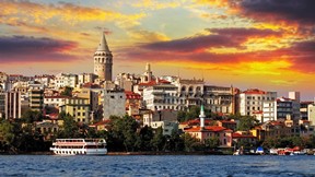 galata kulesi,istanbul,türkiye,şehir,günbatımı,deniz