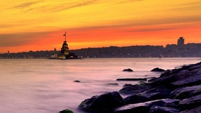 kız kulesi,istanbul,deniz,günbatımı