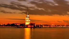 kız kulesi,istanbul,deniz,gece