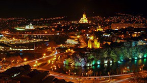 tiflis,şehir,gece,nehir,köprü