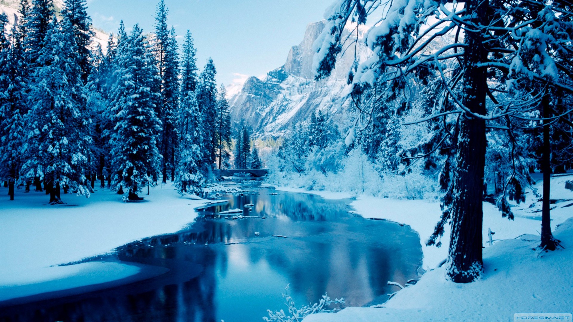 kış,orman,kar,nehir,ağaç,dağ
