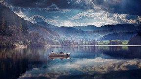 doğa,göl,tekne,dağ